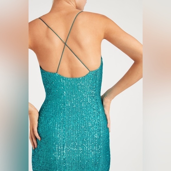 New Rebecca Vallance Missing Hours Midi Dress Sequin Marine Blue Cocktail Party - Picture 3 of 13